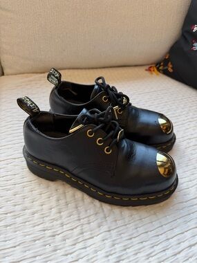 BAPE X Dr. Martens SPECIAL EDITION Black Loafers with Gold Toe Caps